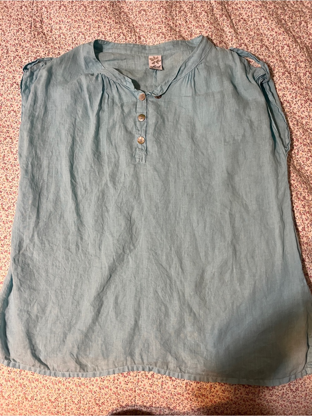 Light Blue Women’s 100% Linen Tunic Shirt. XL